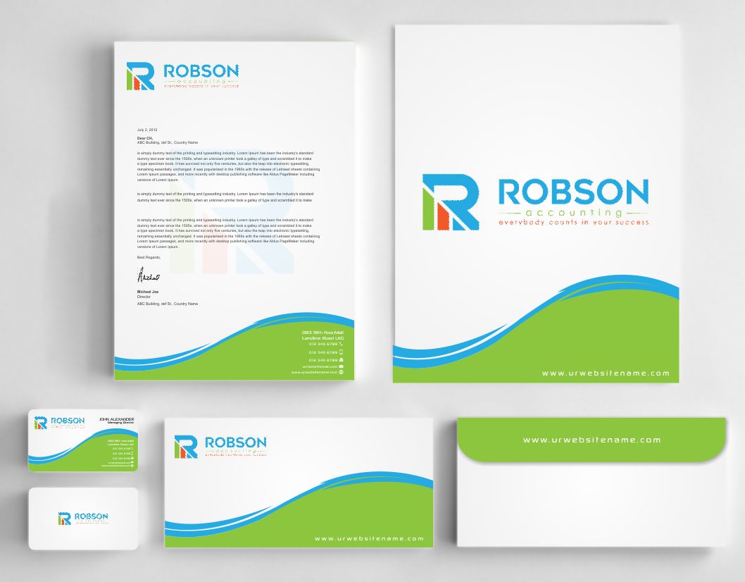 Stationery Design by AwsomeD for Robson Accounting  | Design #12738581