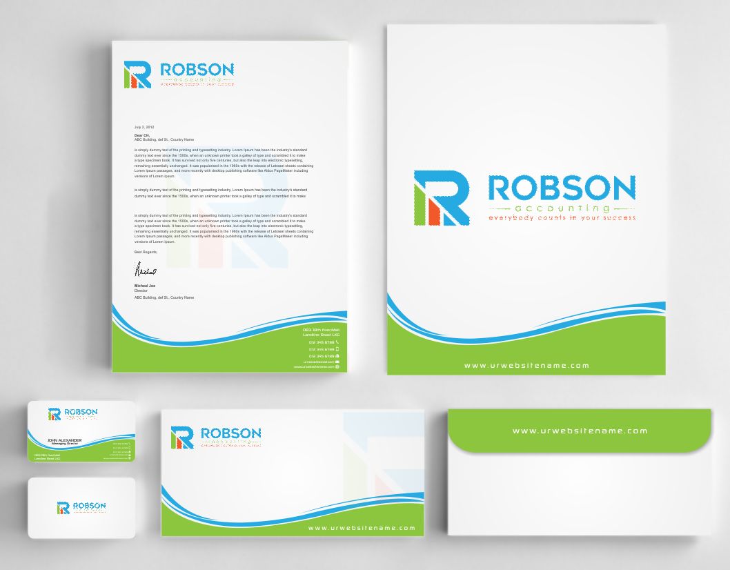 Stationery Design by AwsomeD for Robson Accounting  | Design #12738583