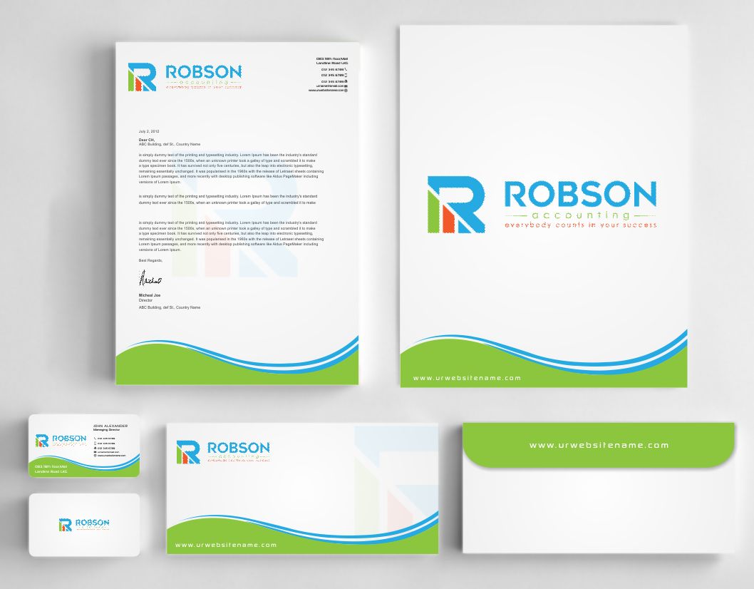 Stationery Design by AwsomeD for Robson Accounting  | Design #12738584