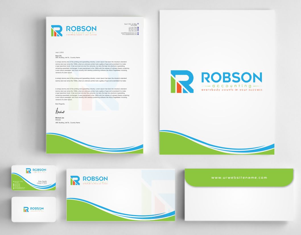 Stationery Design by AwsomeD for Robson Accounting  | Design #12738594