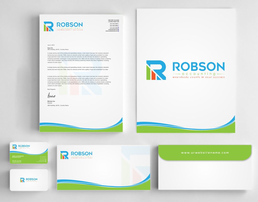 Stationery Design by AwsomeD for Robson Accounting  | Design #12738599