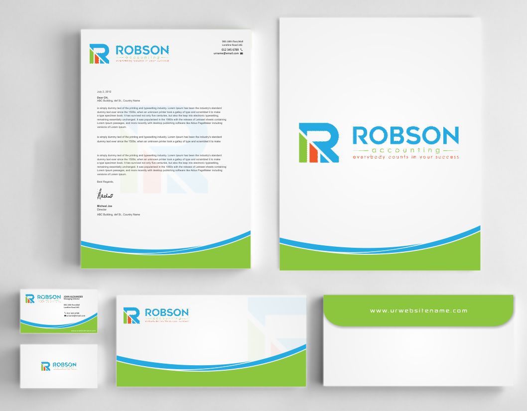 Stationery Design by AwsomeD for Robson Accounting  | Design #12738601