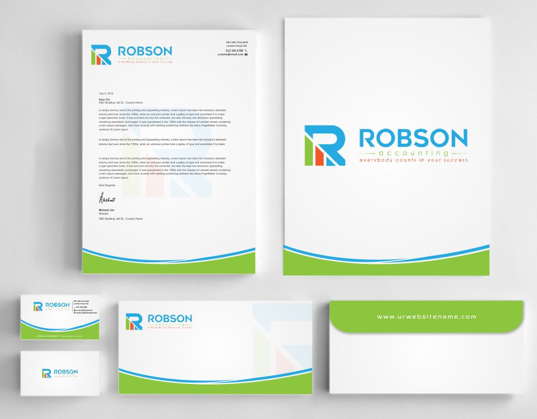 Stationery Design by AwsomeD for Robson Accounting  | Design #12738609