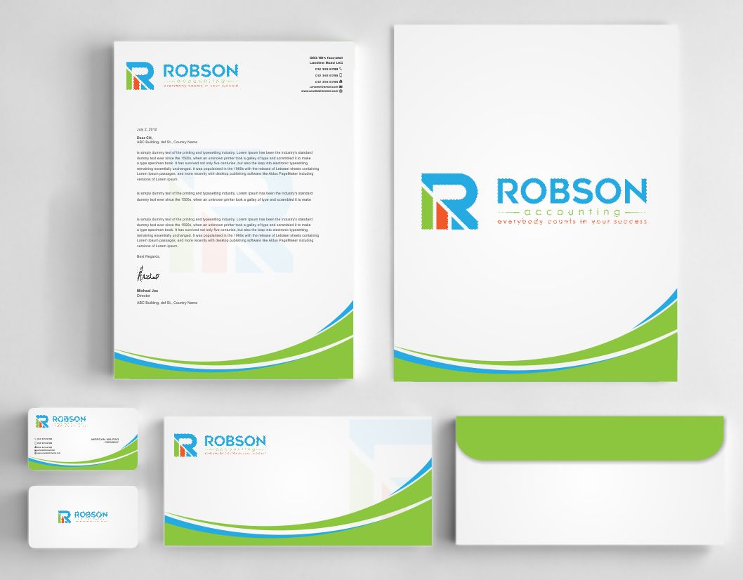Stationery Design by AwsomeD for Robson Accounting  | Design #12738610