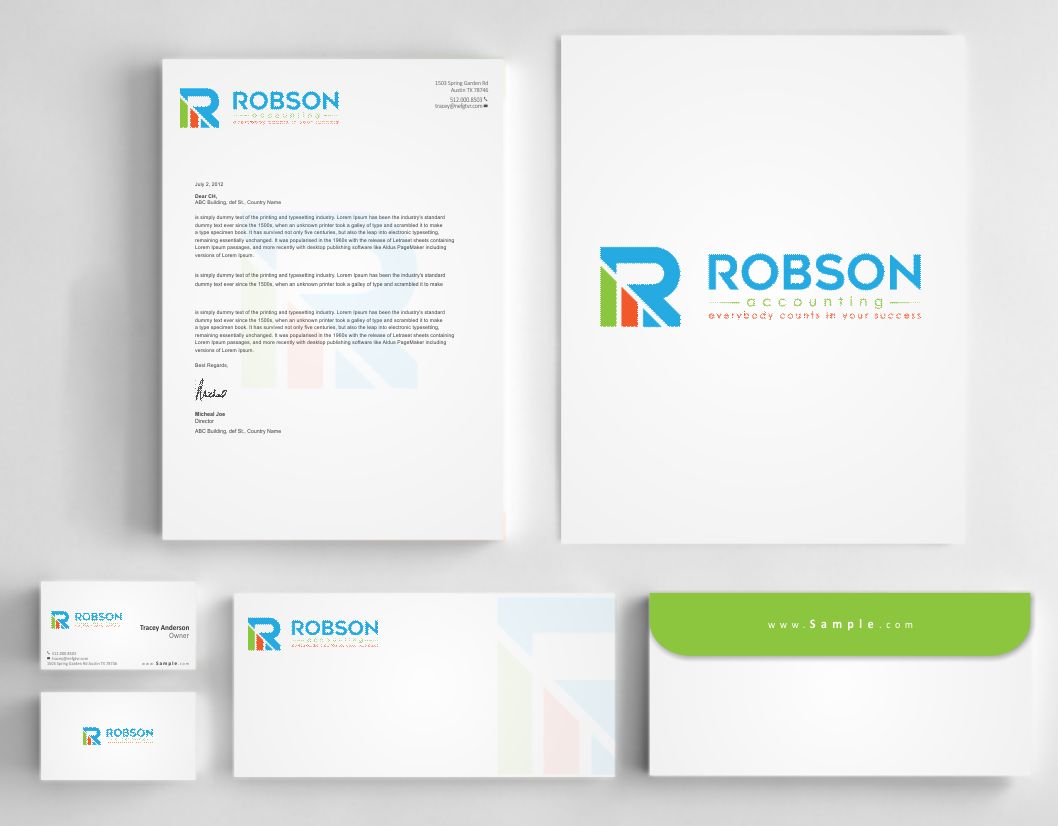 Stationery Design by AwsomeD for Robson Accounting  | Design #12738611