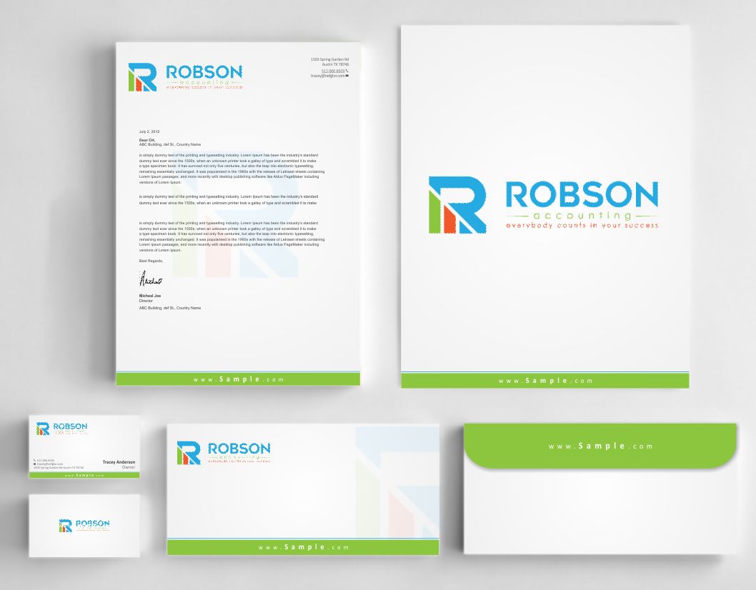 Stationery Design by AwsomeD for Robson Accounting  | Design #12738613