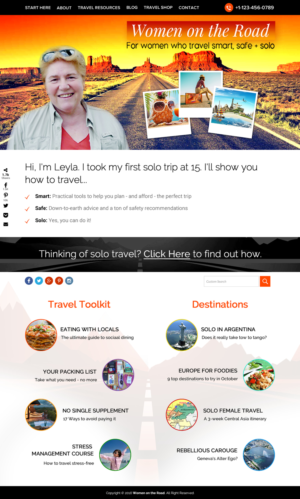 Website homepage rework for women's travel website | Diseño Web por Sbss