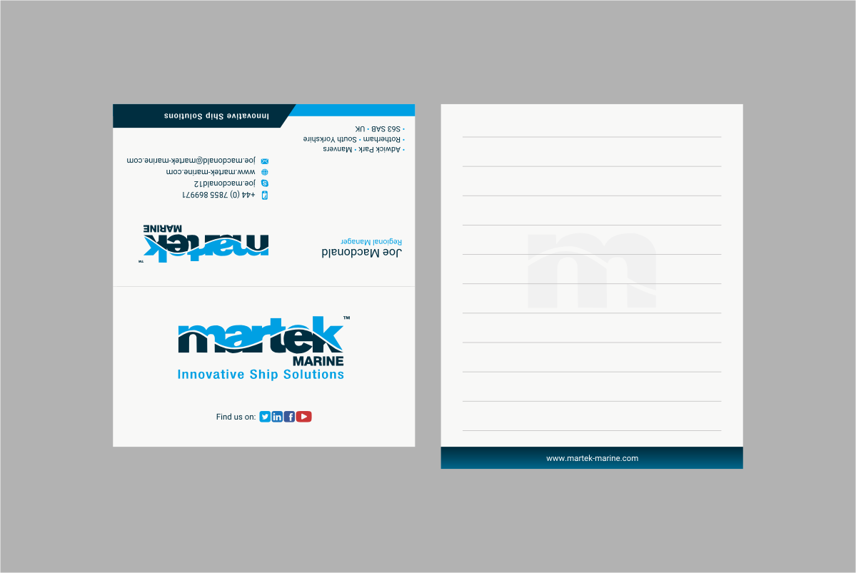 Business Card Design by INDIAN_Ashok for Martek Marine | Design #12746197