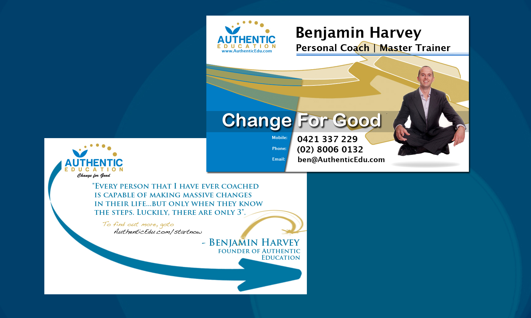Business Card Design by John Pallasigue Web and Graphic Design for Authentic Education | Design #30828