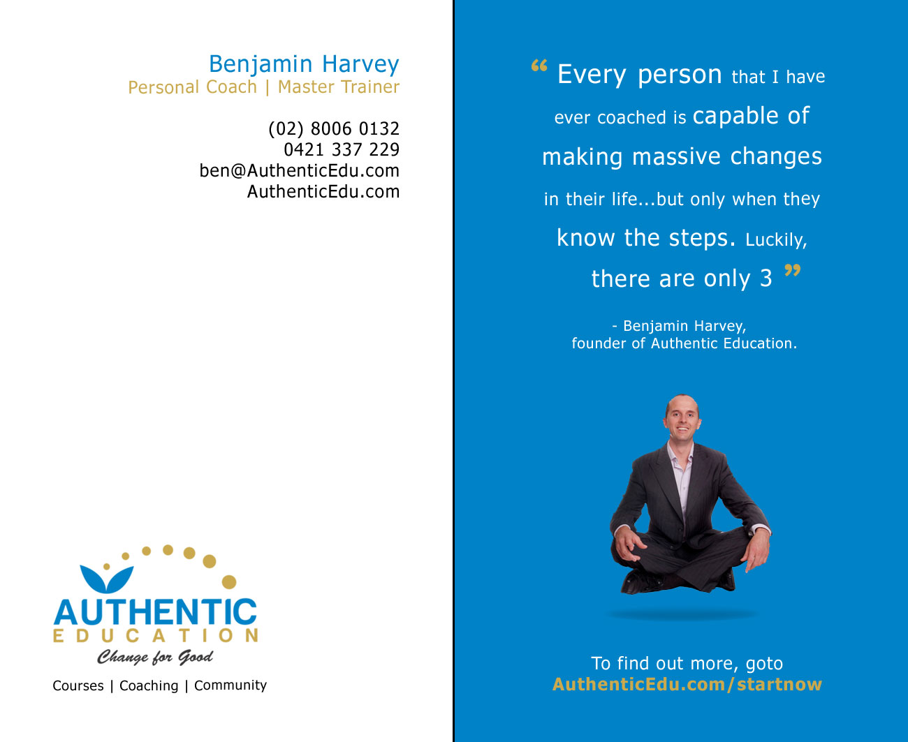 Business Card Design by KK'z for Authentic Education | Design #30411