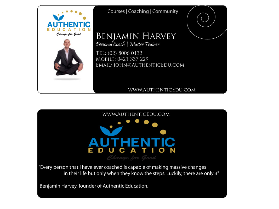 Business Card Design by Kazz for Authentic Education | Design #30293