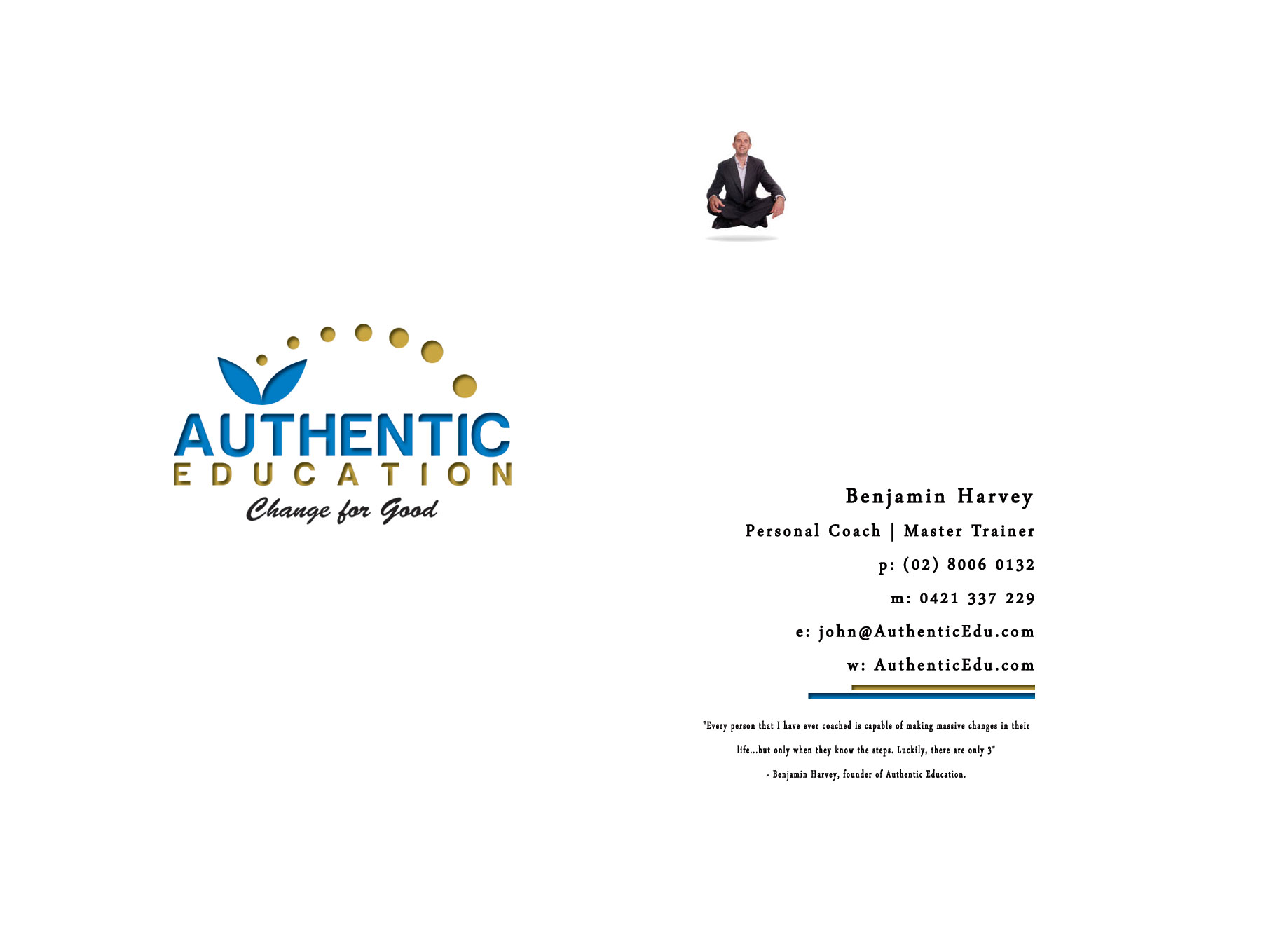 Business Card Design by Smitha Abraham for Authentic Education | Design #30335