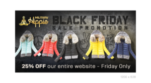 Facebook Ad for Black Friday 25% off Sitewide | Design Facebook par see why