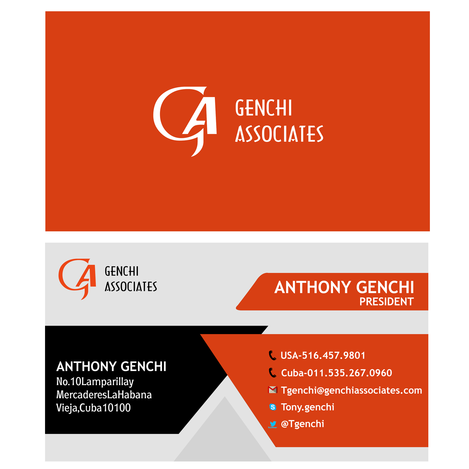 Design de Carte de Visite par studionethru4 pour Genchi Associates | Design #12798257