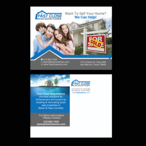 Postcard Design by NatPearlDesigns for Fast Close Acquisitions, LLC | Design: #12783836