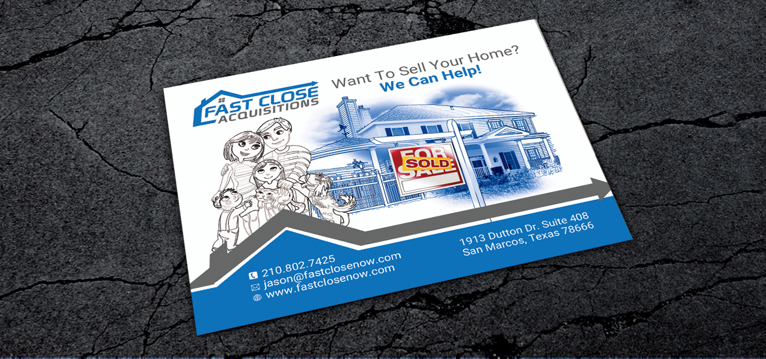 Postkarten-Design von NatPearlDesigns für Fast Close Acquisitions, LLC | Design #12789267