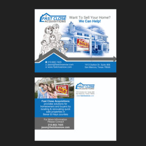 Postcard Design by NatPearlDesigns for Fast Close Acquisitions, LLC | Design: #12789385