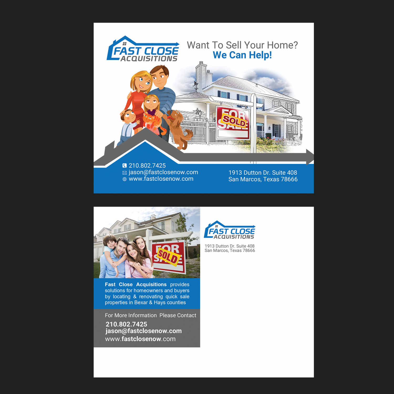 Postcard Design by NatPearlDesigns for Fast Close Acquisitions, LLC | Design #12789588
