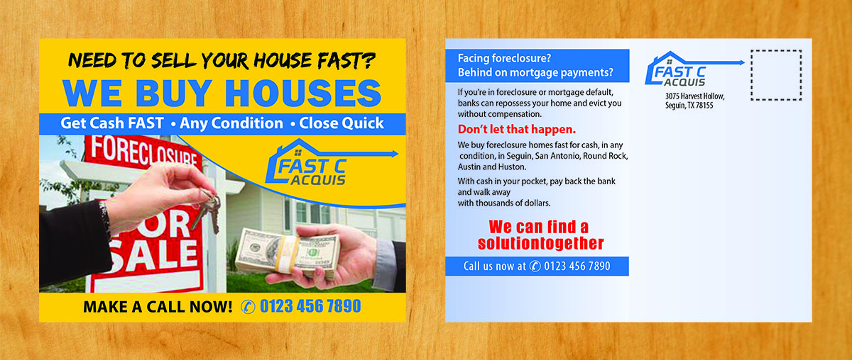 Postcard Design by Venus L. Penaflor for Fast Close Acquisitions, LLC | Design #12792916