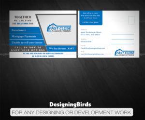 Postcard Design by Designing Birds for Fast Close Acquisitions, LLC | Design: #12787837