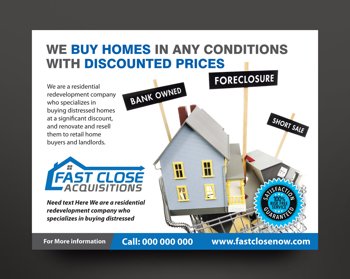 Postkarten-Design von rkailas für Fast Close Acquisitions, LLC | Design #12794667