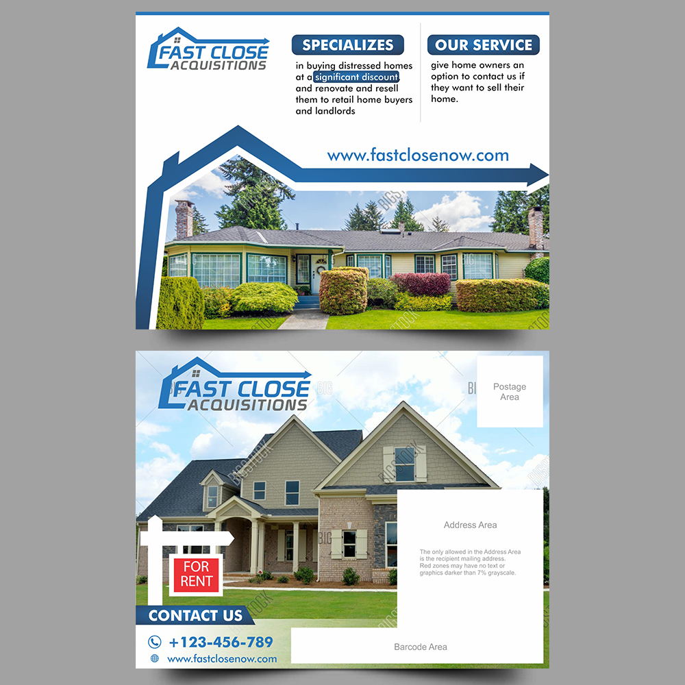 Diseño de Postal por ecorokerz para Fast Close Acquisitions, LLC | Diseño #12785223