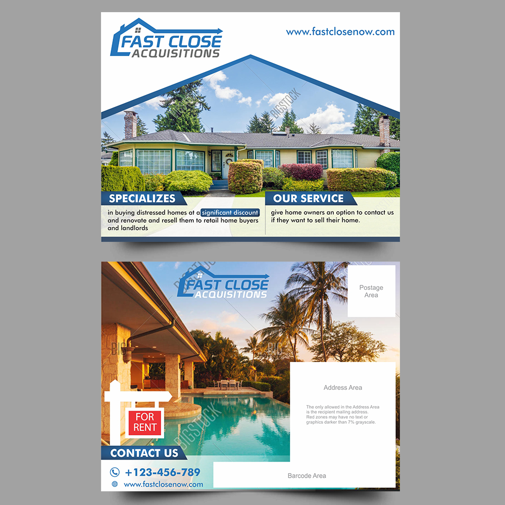Postcard Design by ecorokerz for Fast Close Acquisitions, LLC | Design #12785224
