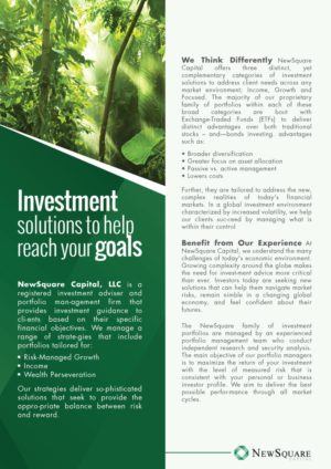 Diseño de Brochure por Black Stallions Impressive Solutions para NewSquare Capital LLC | Diseño #12796430