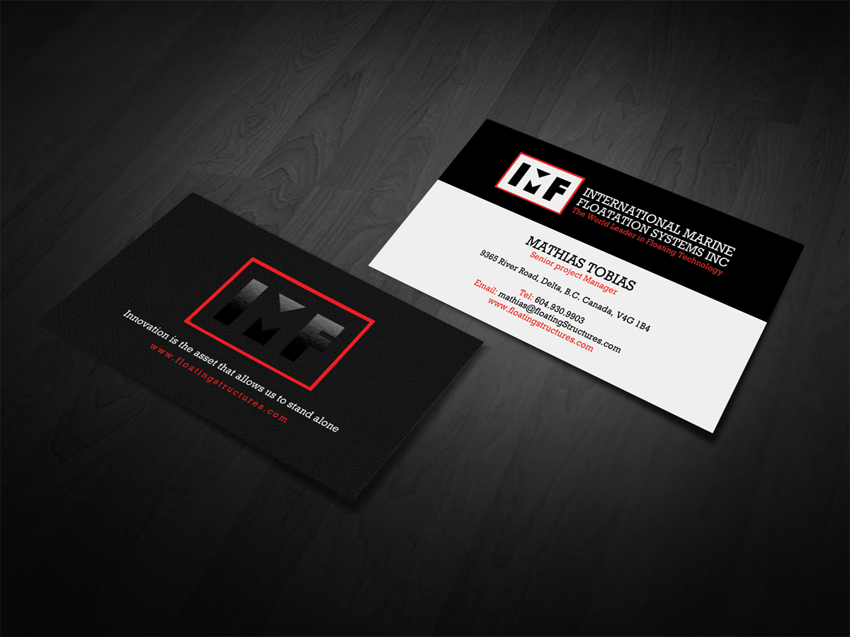 Business Card Design by diRtY.EMM for International Marine Floatation Systems, Inc. | Design #2434721