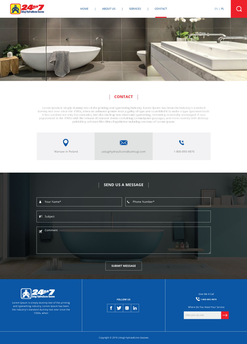 Web Design by Ngari for 24na7 Uslugi Hydrauliczno-Gazowe | Design #12982828