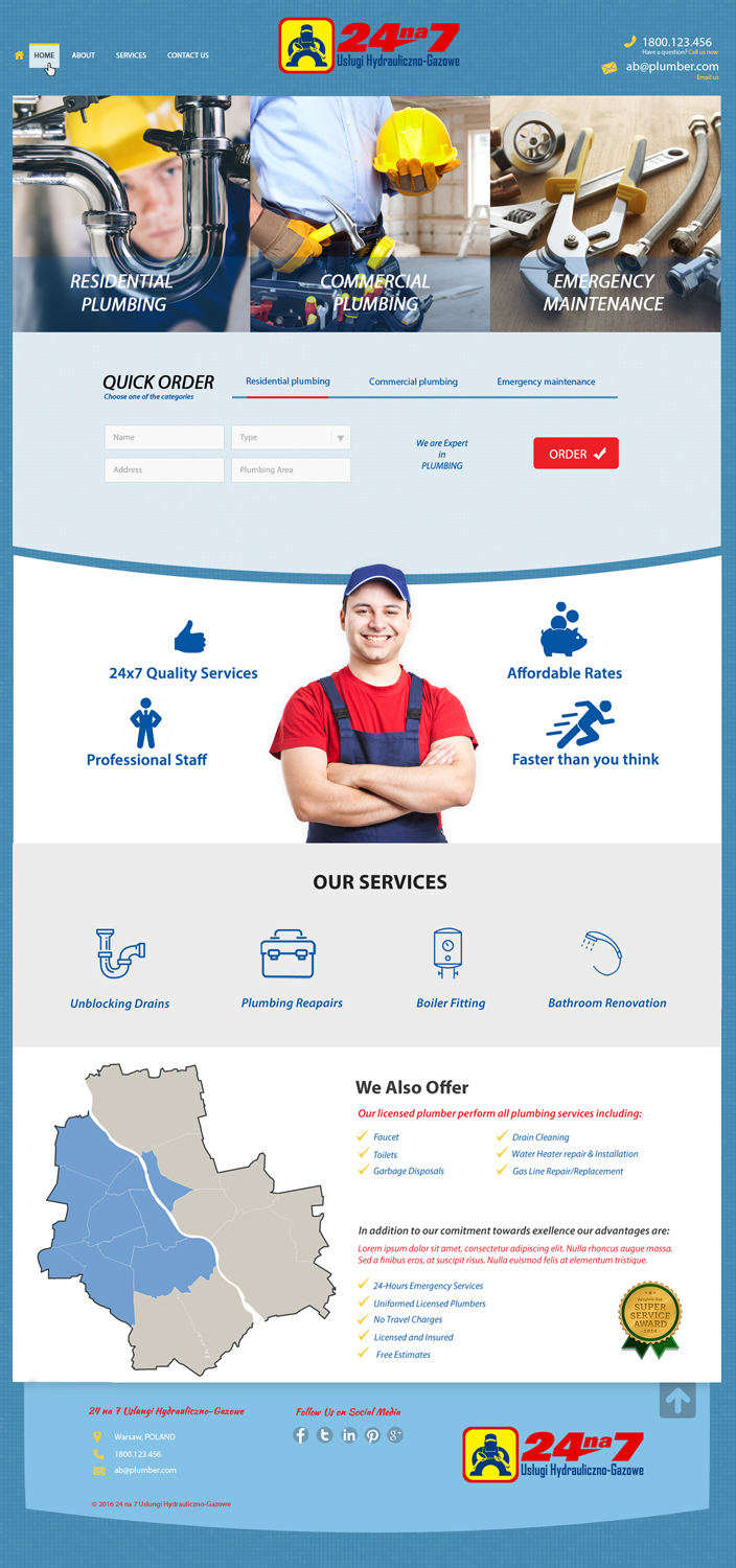 Web Design par Amitaniya pour 24na7 Uslugi Hydrauliczno-Gazowe | Design #12954685