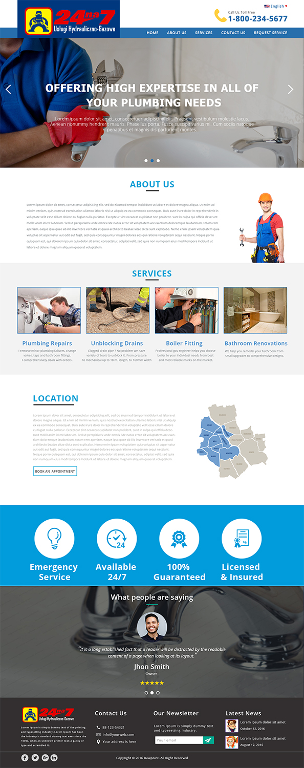 Diseño Web por Imagine Box para 24na7 Uslugi Hydrauliczno-Gazowe | Diseño #12902825