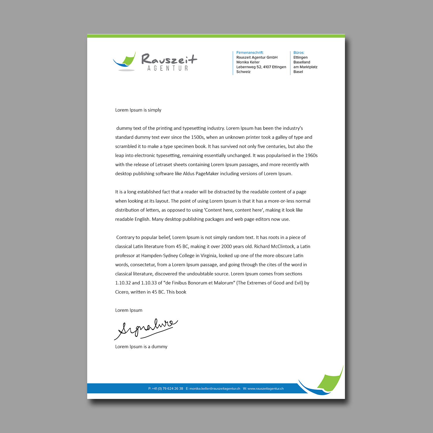 Letterhead Design by kousik for Rauszeit Agentur GmbH | Design #12801552