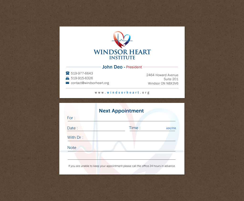 Stationery Design by Brand aid for Windsor Heart Institute | Design #12817933