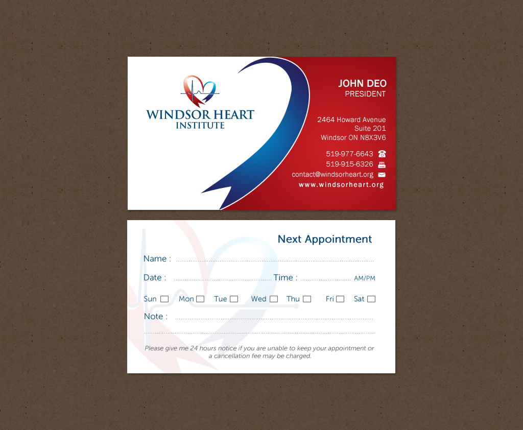 Stationery Design by Brand aid for Windsor Heart Institute | Design #12817936