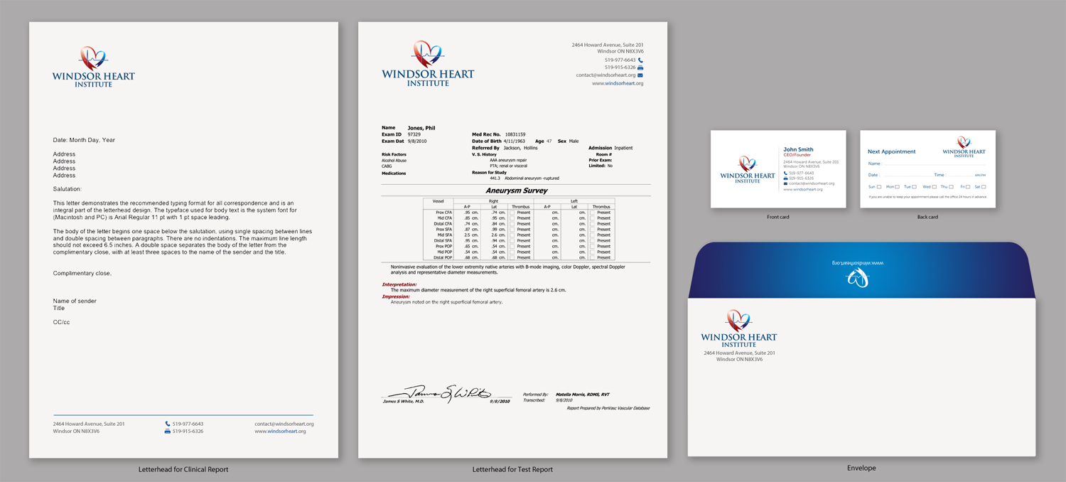 Stationery Design by Brand aid for Windsor Heart Institute | Design #12835888