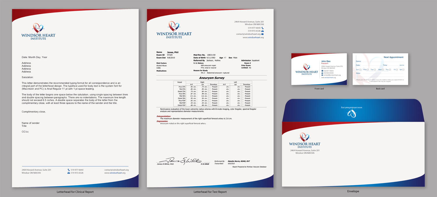 Stationery Design by Brand aid for Windsor Heart Institute | Design #12835896