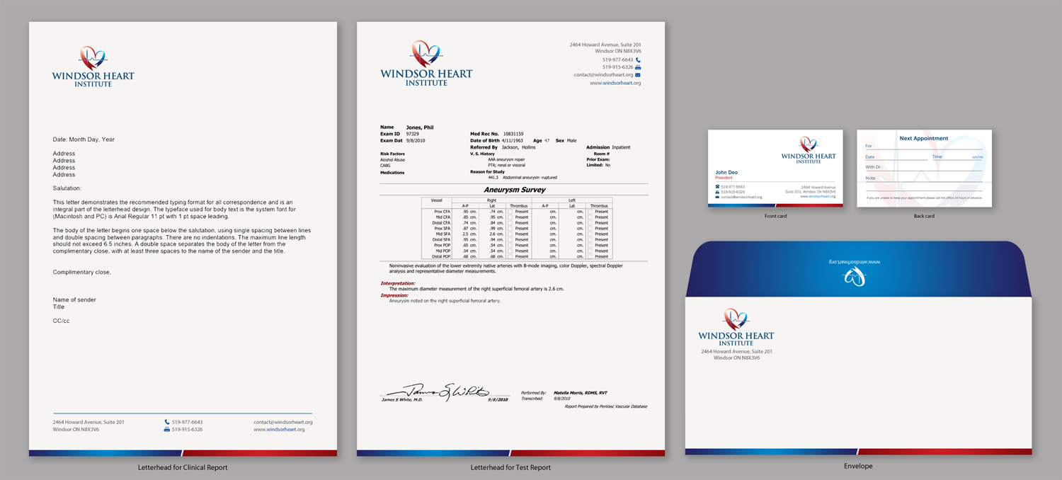 Design de Papeterie par Brand aid pour Windsor Heart Institute | Design #12835897