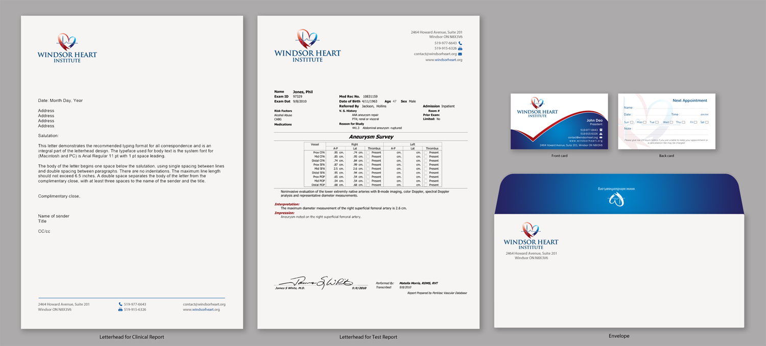Design de Papeterie par Brand aid pour Windsor Heart Institute | Design #12835900