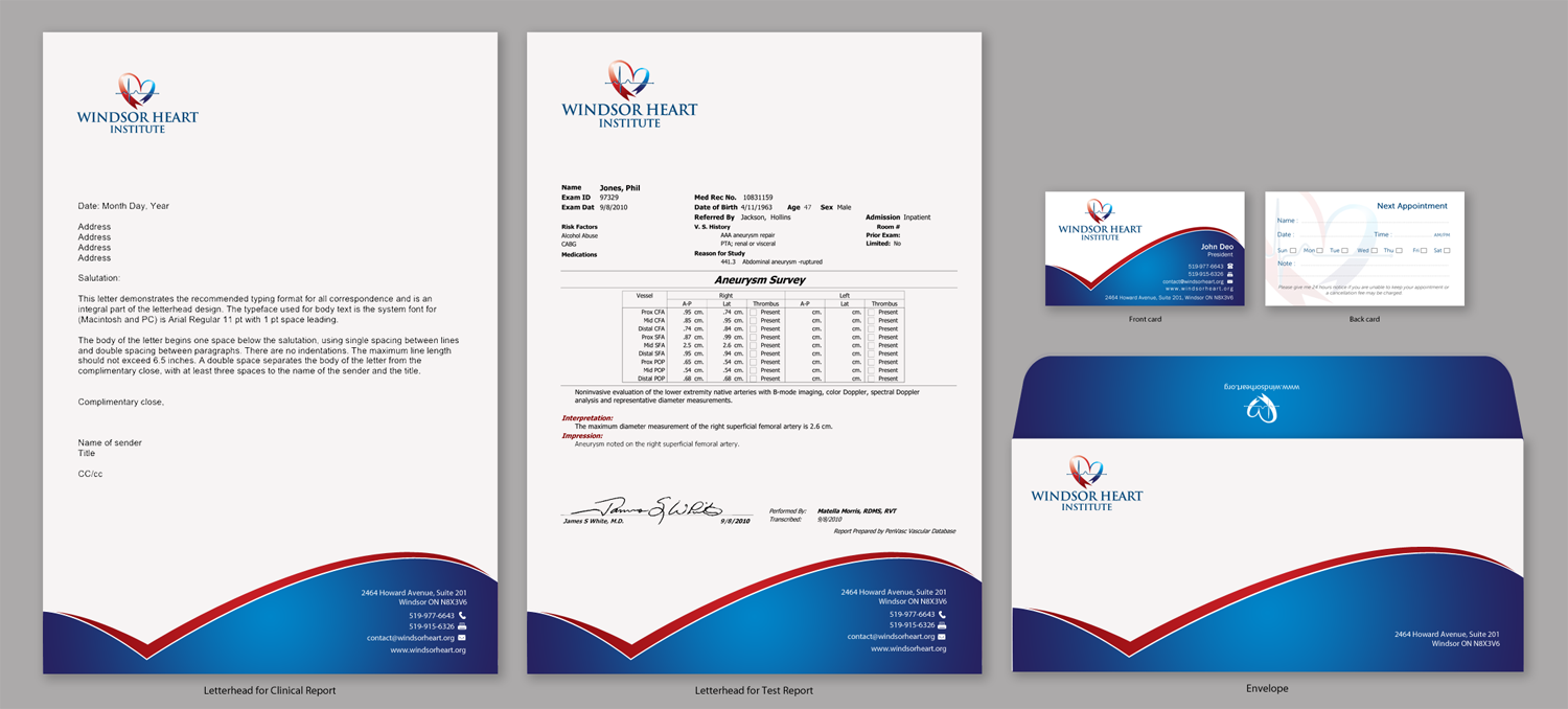 Stationery Design by Brand aid for Windsor Heart Institute | Design #12835902