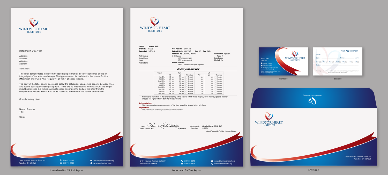 Stationery Design by Brand aid for Windsor Heart Institute | Design #12835904