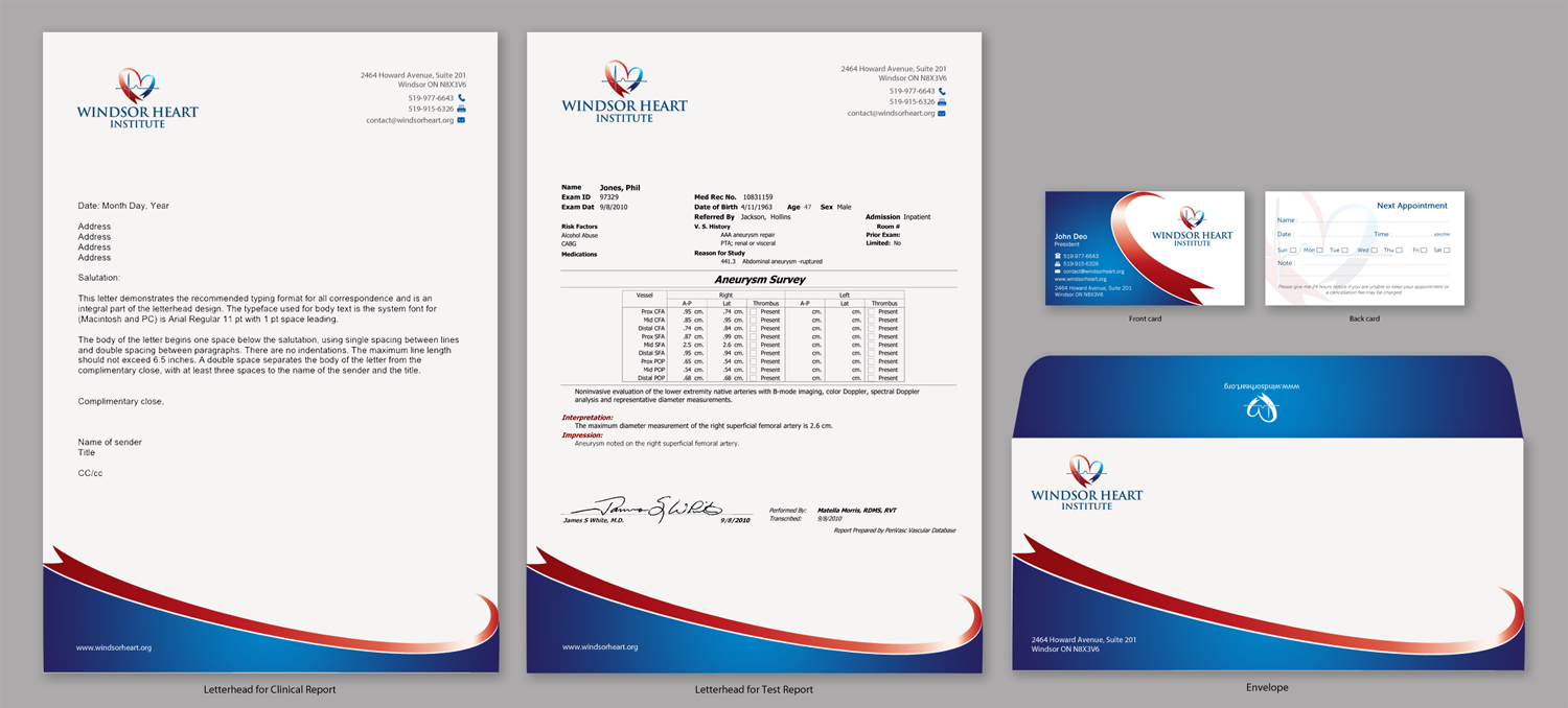 Stationery Design by Brand aid for Windsor Heart Institute | Design #12835905