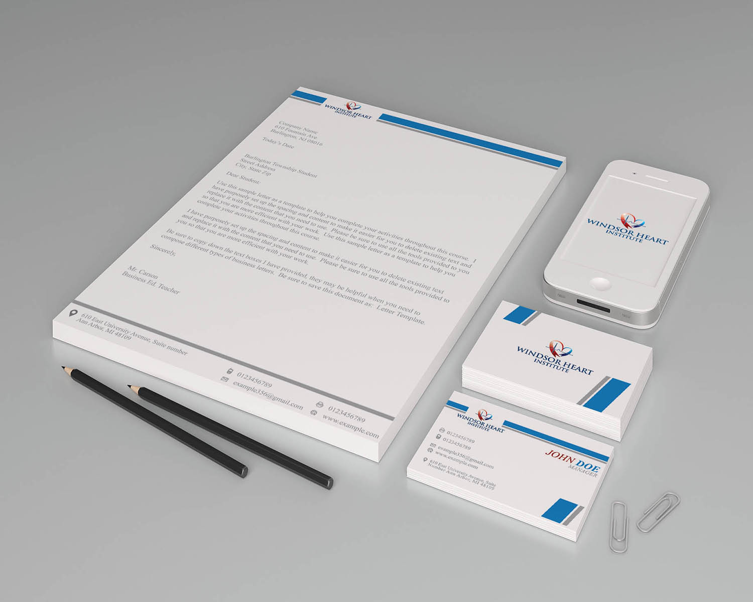 Stationery Design by Asad_designs3 for Windsor Heart Institute | Design #12838245
