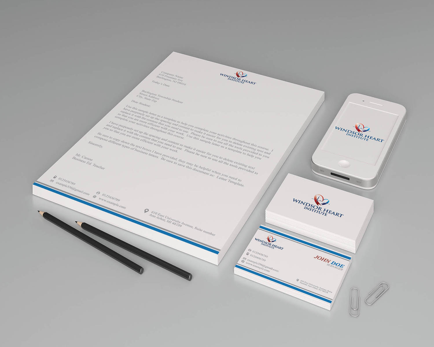 Stationery Design by Asad_designs3 for Windsor Heart Institute | Design #12838251