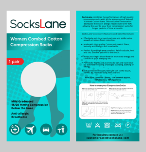 Envelope packaging for women cotton compression socks | Design Emballage par maricreatives