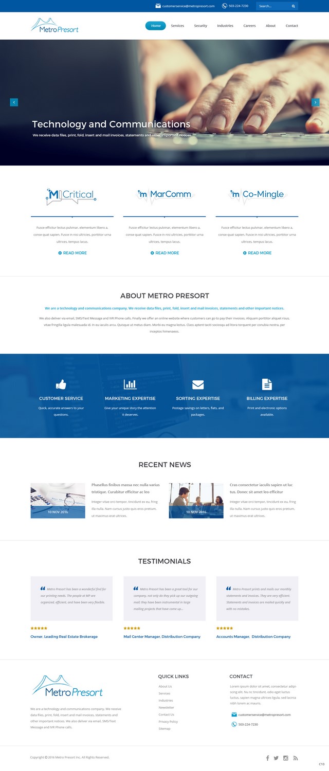 Web Design par pb pour Metro Presort | Design #12849984