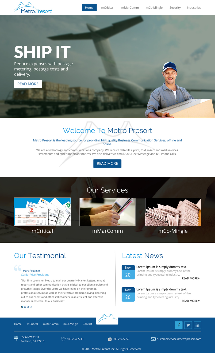 Web Design by rightway for Metro Presort | Design #12893636
