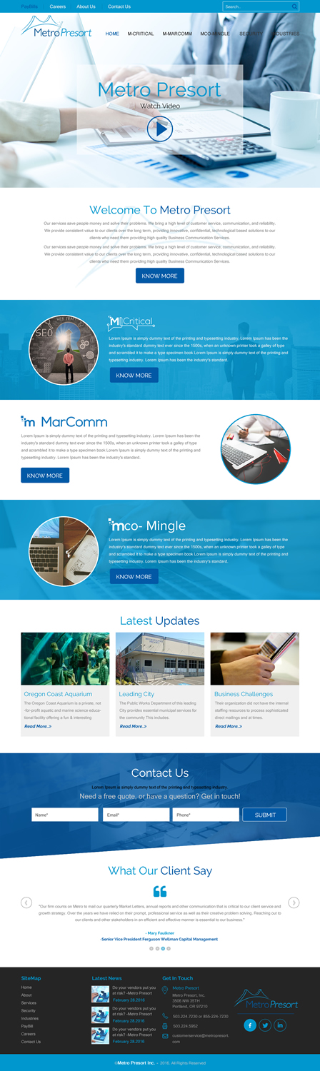 Web Design par rightway pour Metro Presort | Design #12893645