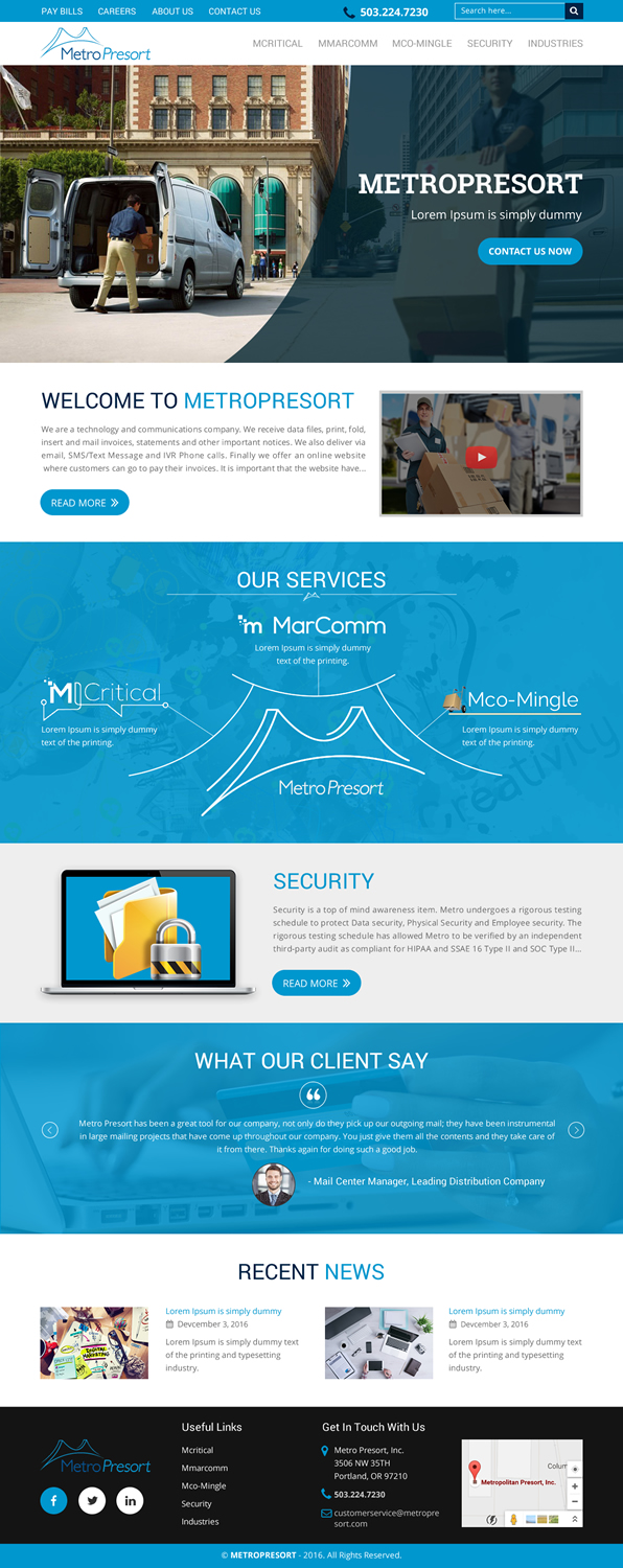 Web Design by rightway for Metro Presort | Design #12893745