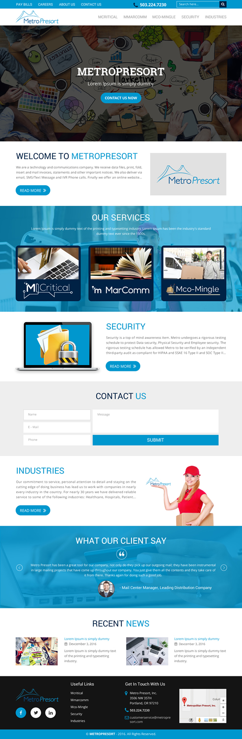 Web Design par rightway pour Metro Presort | Design #12893748